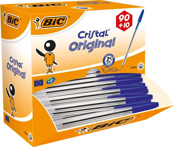 BIC Cristal Original medium Kugelschreiber blau/transparent, 100er-Pack