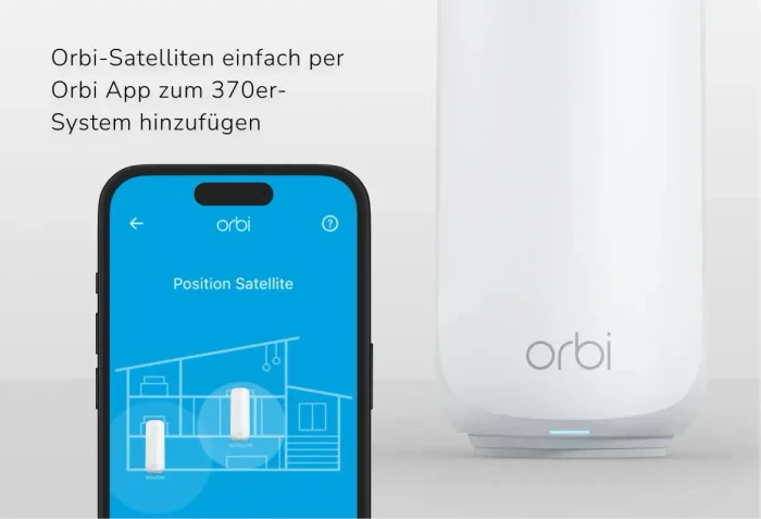 Netgear Orbi Wi-Fi 7, 370 Serie RBE370, Satellit, BE3600, weiß