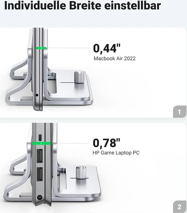 Ugreen Vertikaler Laptopständer, silber, verstellbar