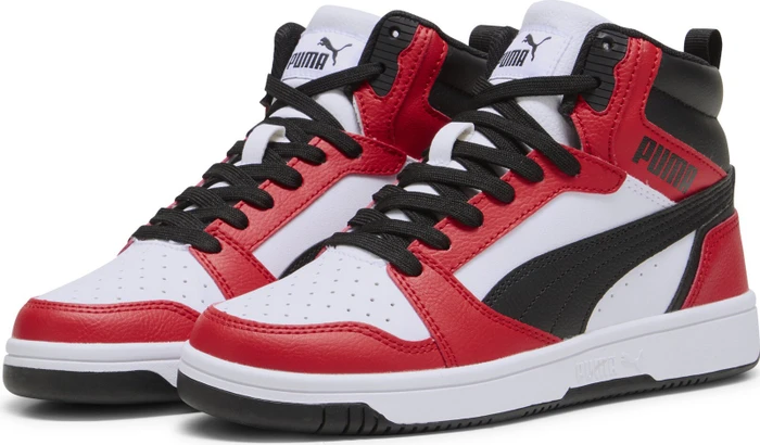 Puma Rebound V6 Mid puma white/puma black/for all time red (Junior)