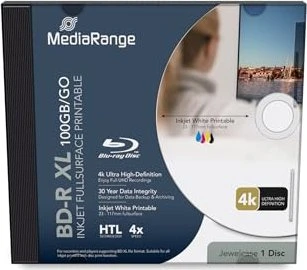 MediaRange BD-R XL 100GB, 4x, 1er Jewelcase, printable