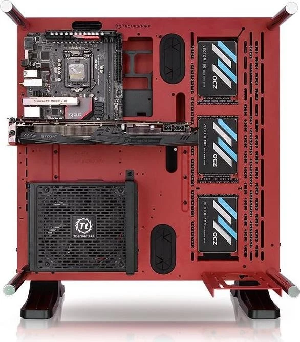 Thermaltake Core P3 Tempered Glass Red Edition, weiß, Glasfenster