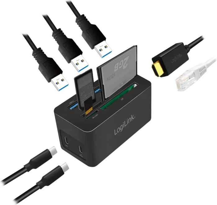 LogiLink USB 3.2 Gen 1 Mini-Dockingstation 10-Port, USB-C 3.0 [Stecker]