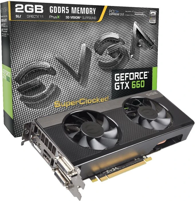 EVGA GeForce GTX 660 Superclocked Signature 2, 2GB GDDR5, 2x DVI, HDMI, DP