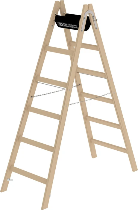 Günzburger Steigtechnik Holz 2-tlg. Stehleiter, 2x 6 Stufen