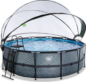 Exit Toys Stone Frame Pool mit Sandfilterpumpe und Abdeckung rund 427x122cm