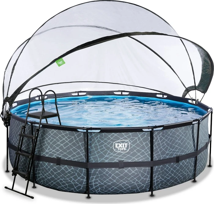 Exit Toys Stone Frame Pool mit Sandfilterpumpe und Abdeckung rund 427x122cm