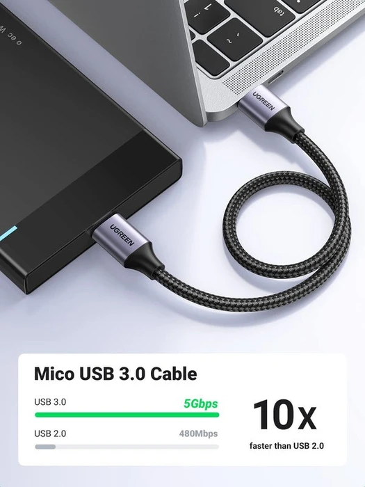 Ugreen USB 3.0 Kabel, USB 3.0 Micro-B/USB-A 3.0, 2m