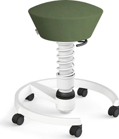 Aeris Swopper New Edition Bürohocker mit Rollen, Feder Standard, Gestell Alu weiß, Bezug Mikrofaser Comfort grün