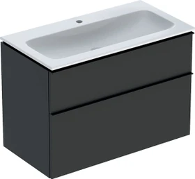 Geberit iCon Set Möbelwaschtisch/Unterschrank 90cm weiß, Korpus: lava/lackiert matt, Griff: lava/pulverbeschichtet matt