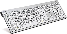 LogicKeyboard LargePrint PC Slim Line, Black on White, USB, DE (LKB-LPRNTBW-AJPU-DE)