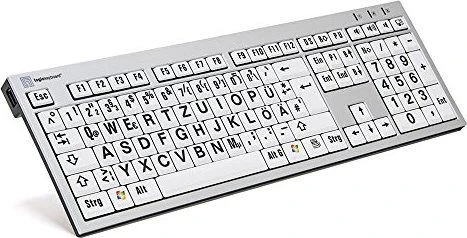 LogicKeyboard LargePrint PC Slim Line, Black on White, USB, DE