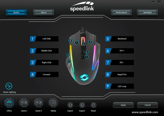 Speedlink Decus NX RGB Gaming Mouse schwarz, USB