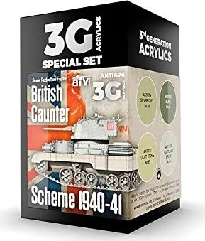 AK-Interactive 3rd Gen Acrylic Colors British Caunter Scheme 1940-41 Farbset, 4-tlg.