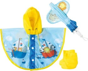 Heless Regencape mit Puppenschirm und Regenstiefeln 28-35cm