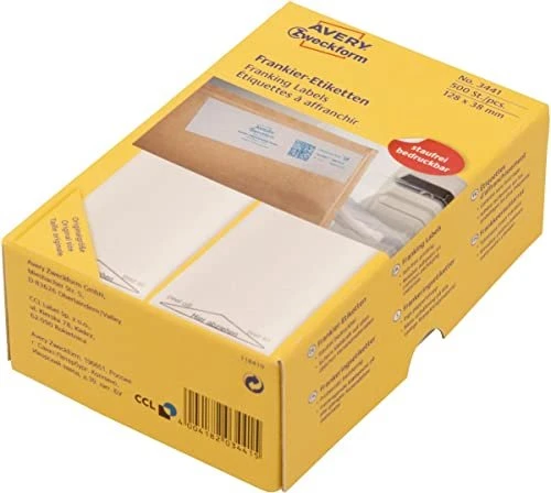 Avery-Zweckform Frankieretiketten Sonderformat, 138x48mm, weiß, 250 Blatt (500 Etiketten)