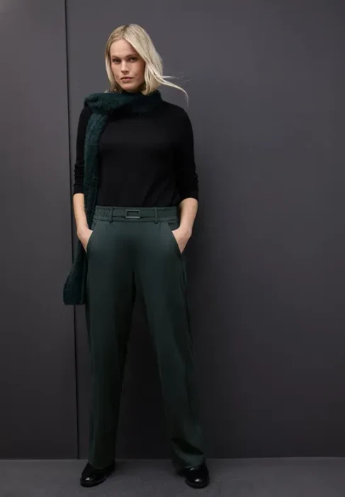 Street One Straight Leg Detail Hose evernight green (Damen)