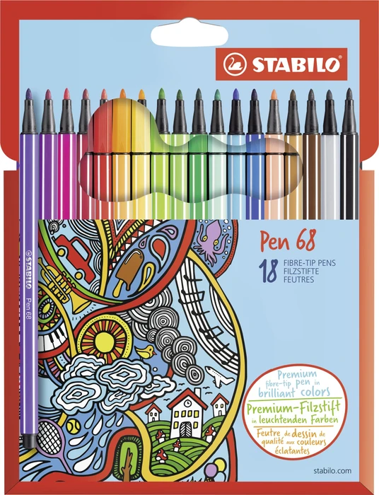 STABILO Pen 68 sortiert, 18er-Set, Etui