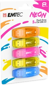 Emtec C410 Neon 8GB, USB-A, USB 2.0, 5er-Pack