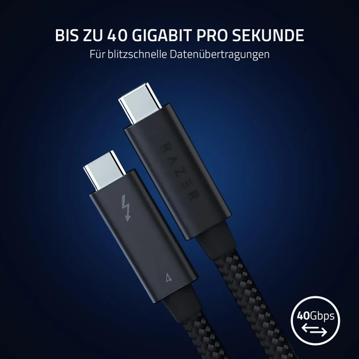 Razer Thunderbolt 4 Kabel, 100W, schwarz, sleeved, 2m (verschiedene Markenbezeichnungen)