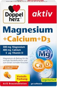 Doppelherz Magnesium + Calcium + D3 Brausetabletten, 90 Stück (6x 15 Stück)