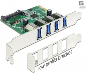DeLOCK 4x USB-A 3.0, PCIe 2.0 x1