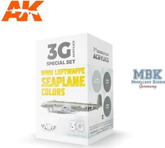 AK-Interactive 3rd Gen Acrylic Colors WWII Luftwaffe Seaplane Colors Farbset, 3-tlg.