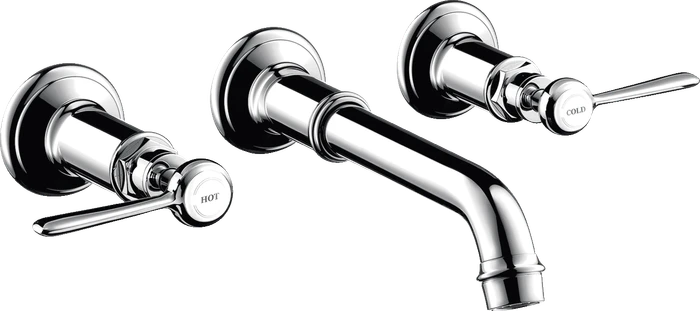 Hansgrohe Axor Montreux 3-Loch Waschtischarmatur für Wandmontage und Hebelgriffen polished chrome