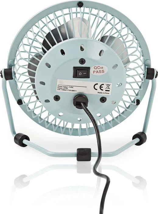 Nedis FNDK1BU10 USB Mini Tischventilator aus Metall 10cm blau