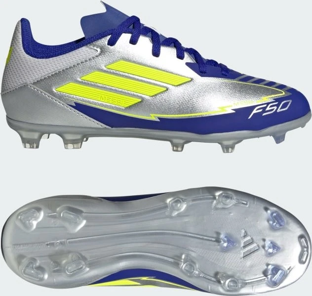 adidas F50 League Messi FG/MG silver metallic/solar yellow/lucid blue (Junior)