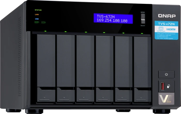 QNAP TVS-672N-i3-4G 5TB, 4GB RAM, 1x RJ-45 5GBase-T, 2x RJ-45 1000Base-T
