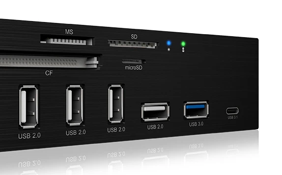 RaidSonic Icy Box IB-867a Multi-Slot-Cardreader, USB 3.0 19-Pin Stecksockel, USB 3.1 20-Pin Key-A Stecksockel [Stecker]