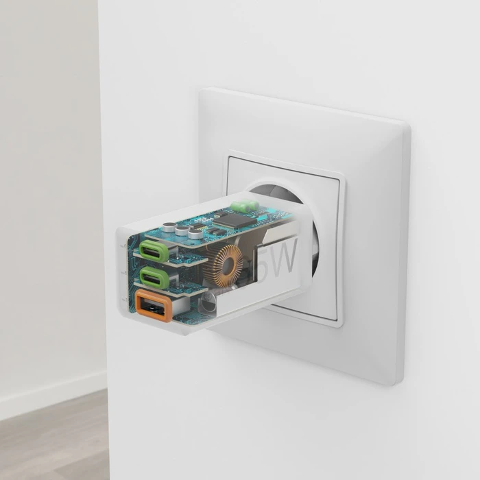 Hama Schnellladegerät GaN 2x USB-C 1x USB-A Mini-Ladegerät PD 65W weiß