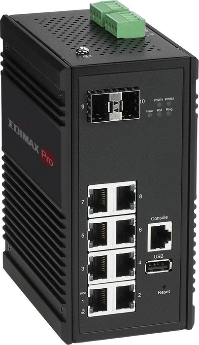Edimax Pro IGS-5 Industrial Railmount Gigabit Managed Switch, 8x RJ-45, 2x SFP