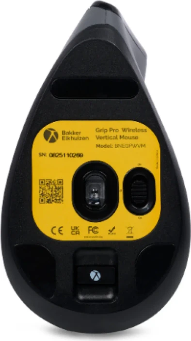BakkerElkhuizen Grip Pro Wireless Vertical Mouse, grau/schwarz, USB