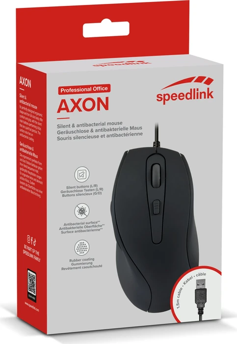 Speedlink AXON Silent & Antibacterial Mouse, schwarz, USB