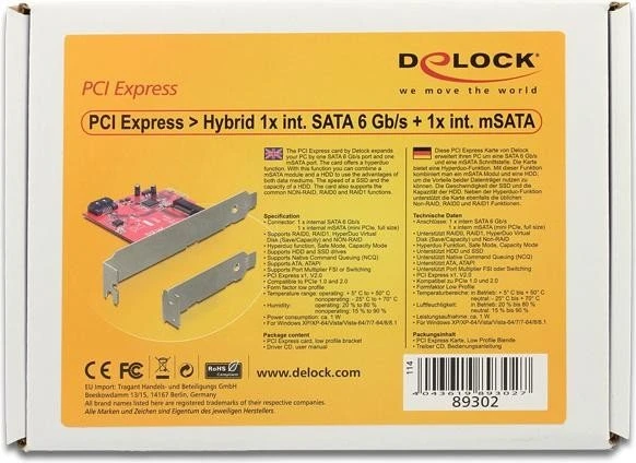 DeLOCK PCIe -> SATA, PCIe -> mSATA