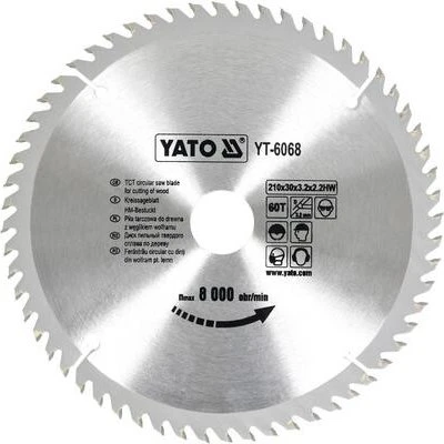 Yato YT-6068 HM Kreissägeblatt 60Z, 210x2.2x30mm, 1 Stück