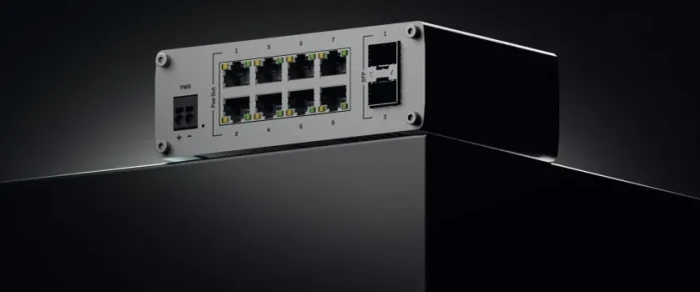Teltonika TSW Industrial Railmount Gigabit Switch, 8x RJ-45, 2x SFP, 240W PoE+