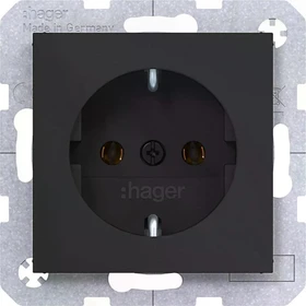 Hager Steckdose SCHUKO, Steckklemmen, A.x/C.x, nachtschwarz matt