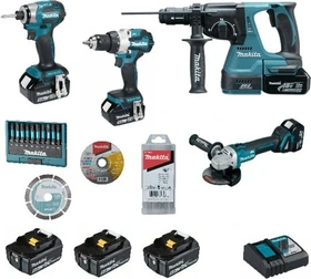 Makita DLX4156TX1 Akku-Maschinenset inkl. Tasche + 2 Akkus 5.0Ah