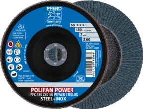 Pferd PFC 180 Z 60 SG POWER STEELOX POLIFAN Fächerschleifscheibe K60, 180x22.23mm, 10 Stück