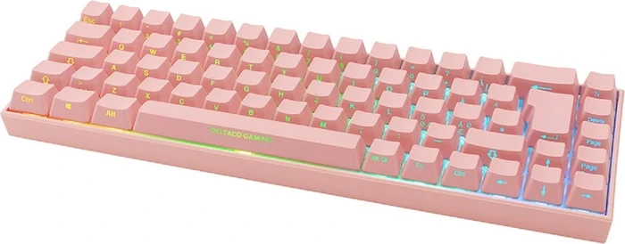 Deltaco Gaming PK95R Wireless 65% Layout, rosa, LEDs RGB, Kailh Box RED, USB/Bluetooth, DE