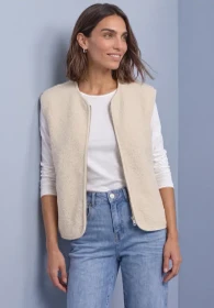 Street One Teddy mit Zipper und Corddetails Weste soft fawn beige (Damen)