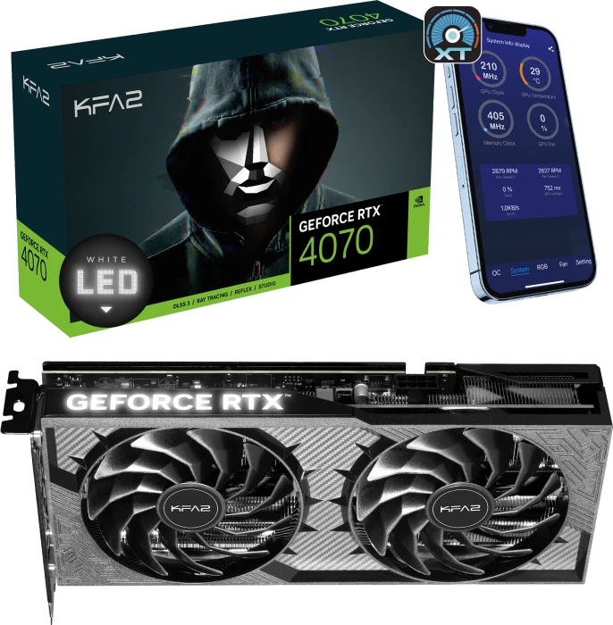 KFA2 GeForce RTX 4070 D6 1-Click OC 2X, 12GB GDDR6, HDMI, 3x DP
