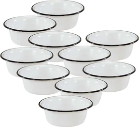 Krüger Emaillierte Schüssel 16cm 600ml weiß/schwarz
