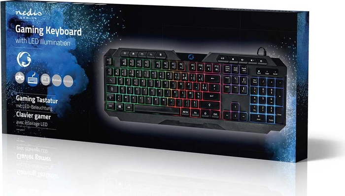 Nedis Gaming Tastatur, LEDs RGB, schwarz, USB, FR