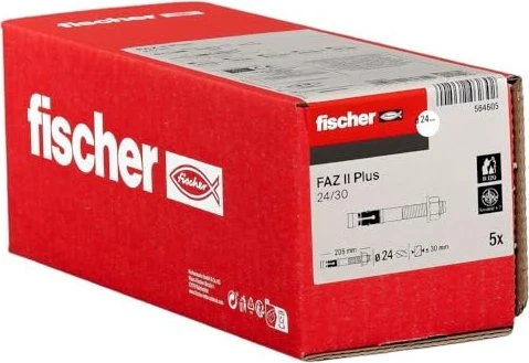fischer FAZ II Plus 24/30 gvz Bolzenanker, M24, 5 Stück