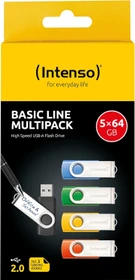 Intenso Basic Line Multipack 64GB, USB-A, USB 2.0, 5er-Pack