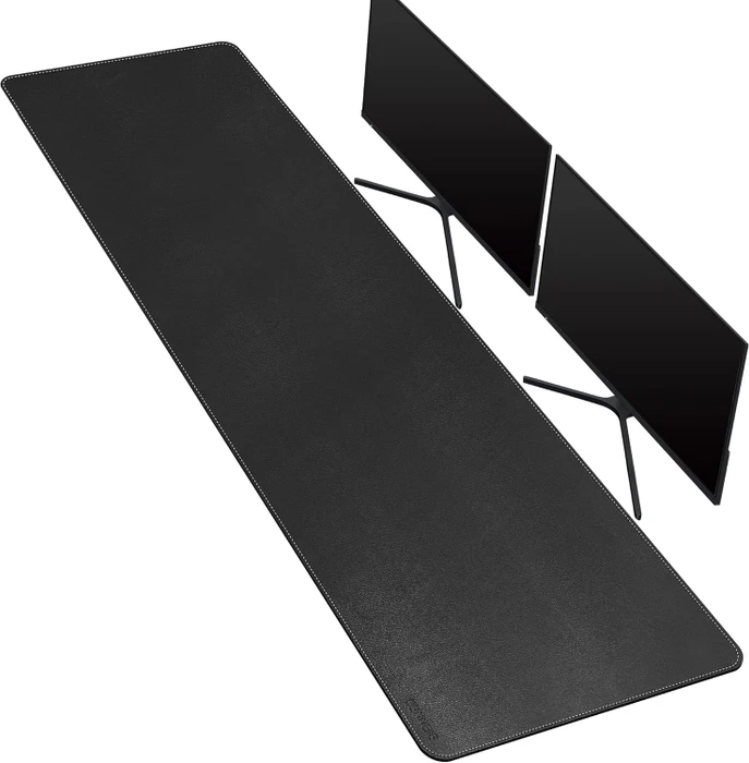 Cennbie Schreibtischunterlage Leder, Mauspad XXL, 1700x400mm, schwarz